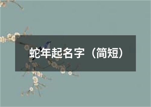 蛇年起名字（简短）
