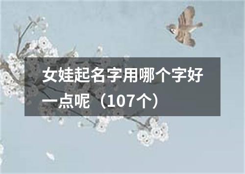 女娃起名字用哪个字好一点呢（107个）