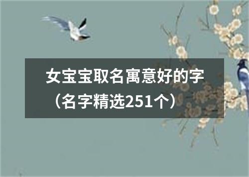 女宝宝取名寓意好的字（名字精选251个）