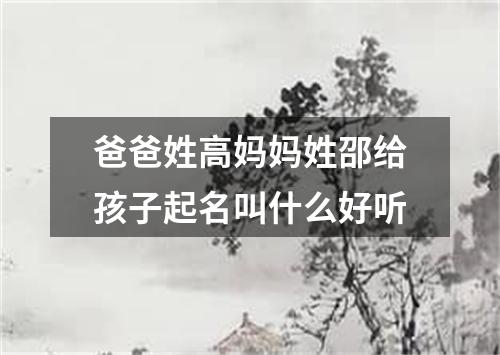 爸爸姓高妈妈姓邵给孩子起名叫什么好听