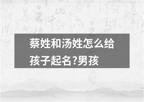 蔡姓和汤姓怎么给孩子起名?男孩
