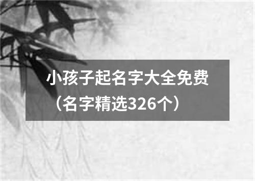 小孩子起名字大全免费(名字精选326个)