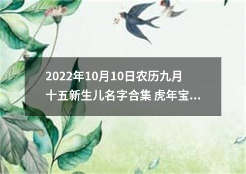 2022年10月10日农历九月十五新生儿名字合集 虎年宝宝起名宜用字