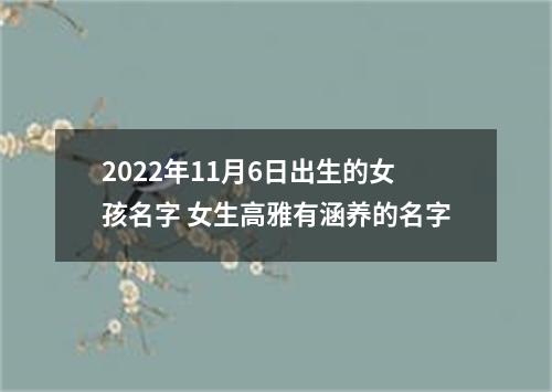 2022年11月6日出生的女孩名字 女生高雅有涵养的名字