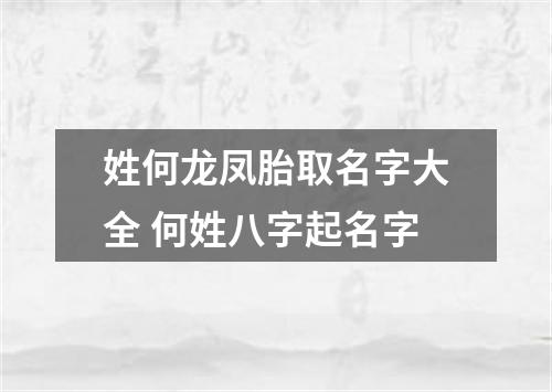 姓何龙凤胎取名字大全 何姓八字起名字