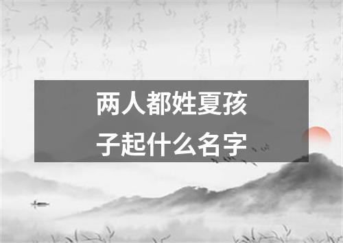 两人都姓夏孩子起什么名字