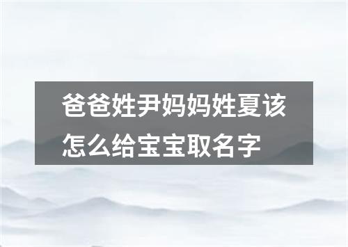 爸爸姓尹妈妈姓夏该怎么给宝宝取名字