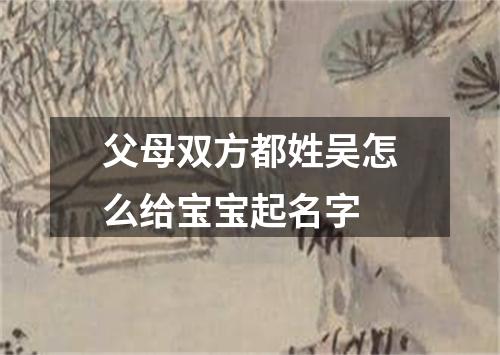 父母双方都姓吴怎么给宝宝起名字