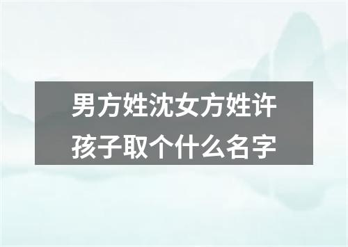 男方姓沈女方姓许孩子取个什么名字