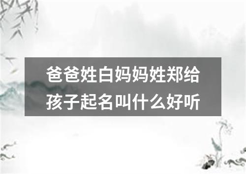 爸爸姓白妈妈姓郑给孩子起名叫什么好听
