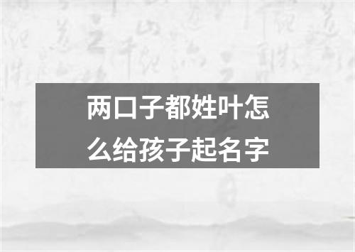两口子都姓叶怎么给孩子起名字