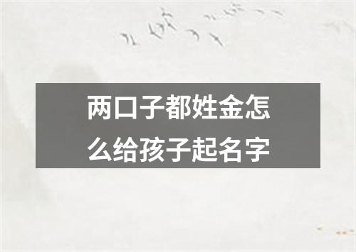 两口子都姓金怎么给孩子起名字