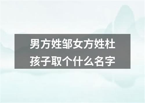 男方姓邹女方姓杜孩子取个什么名字