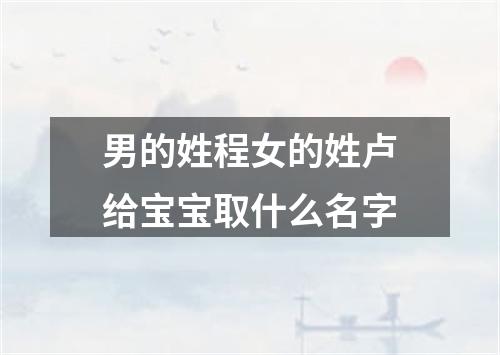 男的姓程女的姓卢给宝宝取什么名字