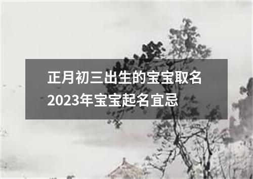 正月初三出生的宝宝取名 2023年宝宝起名宜忌