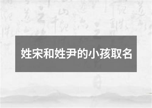 姓宋和姓尹的小孩取名