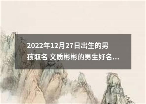 2022年12月27日出生的男孩取名 文质彬彬的男生好名合集