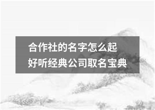 合作社的名字怎么起 好听经典公司取名宝典
