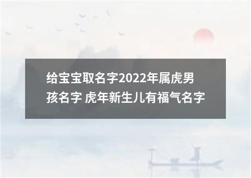 给宝宝取名字2022年属虎男孩名字 虎年新生儿有福气名字