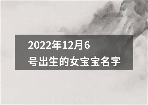 2022年12月6号出生的女宝宝名字