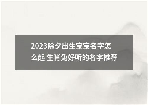 2023除夕出生宝宝名字怎么起 生肖兔好听的名字推荐