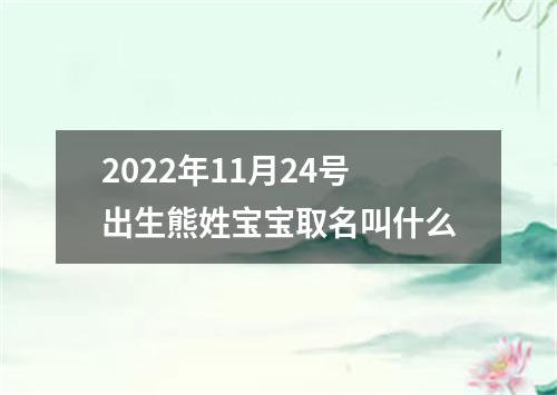 2022年11月24号出生熊姓宝宝取名叫什么