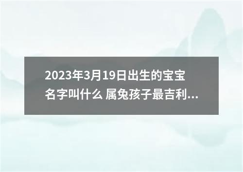 2023年3月19日出生的宝宝名字叫什么 属兔孩子最吉利的名字