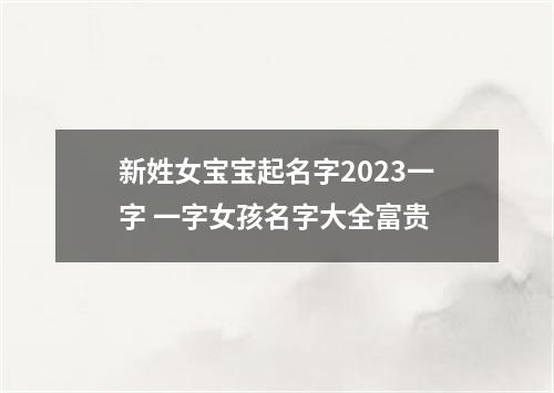 新姓女宝宝起名字2023一字 一字女孩名字大全富贵