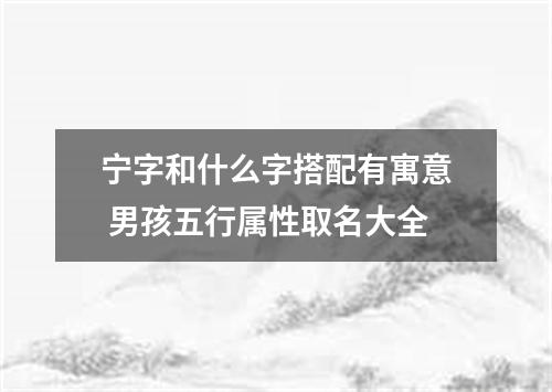 宁字和什么字搭配有寓意 男孩五行属性取名大全