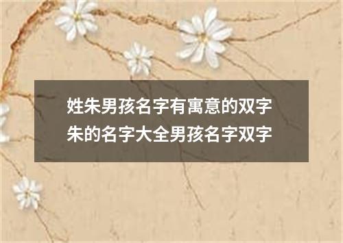 姓朱男孩名字有寓意的双字 朱的名字大全男孩名字双字