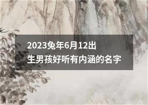 2023兔年6月12出生男孩好听有内涵的名字