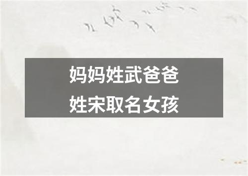 妈妈姓武爸爸姓宋取名女孩