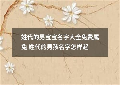 姓代的男宝宝名字大全免费属兔 姓代的男孩名字怎样起