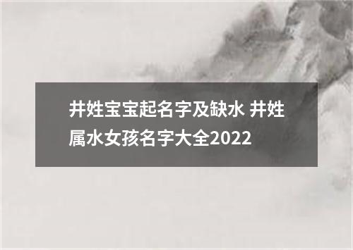 井姓宝宝起名字及缺水 井姓属水女孩名字大全2022