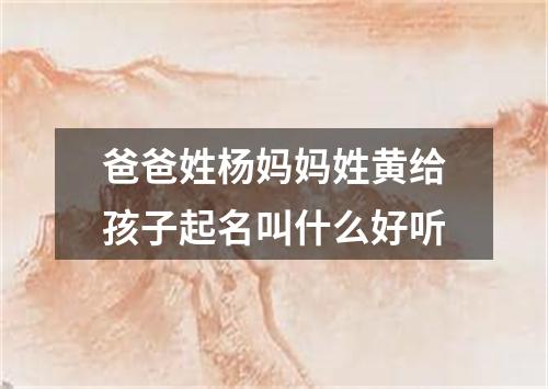 爸爸姓杨妈妈姓黄给孩子起名叫什么好听