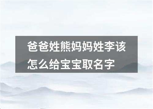 爸爸姓熊妈妈姓李该怎么给宝宝取名字