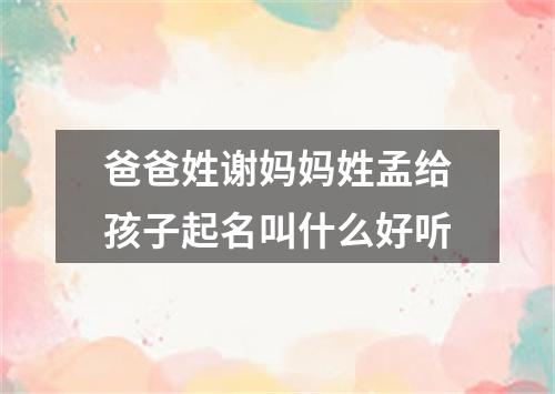 爸爸姓谢妈妈姓孟给孩子起名叫什么好听