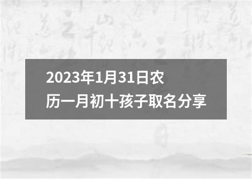 2023年1月31日农历一月初十孩子取名分享