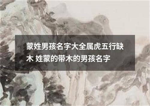蒙姓男孩名字大全属虎五行缺木 姓蒙的带木的男孩名字