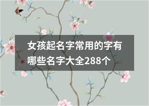 女孩起名字常用的字有哪些名字大全288个