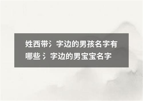 姓西带氵字边的男孩名字有哪些 氵字边的男宝宝名字