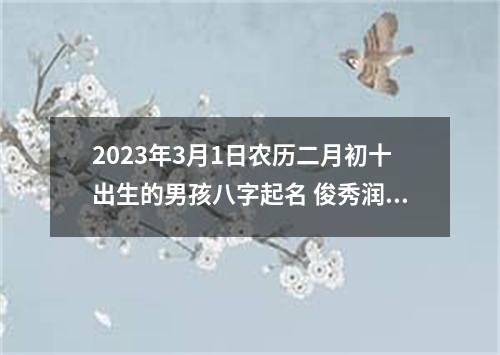 2023年3月1日农历二月初十出生的男孩八字起名 俊秀润泽取名