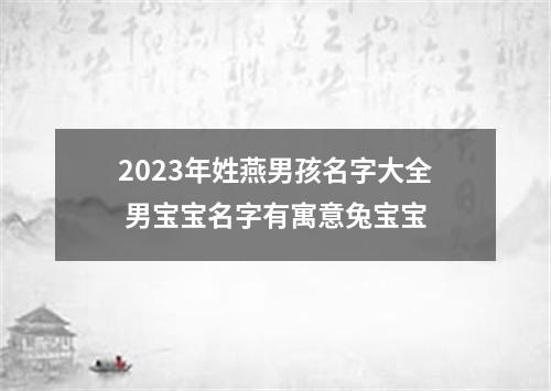 2023年姓燕男孩名字大全 男宝宝名字有寓意兔宝宝