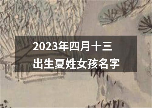 2023年四月十三出生夏姓女孩名字