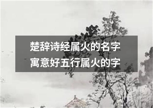 楚辞诗经属火的名字 寓意好五行属火的字