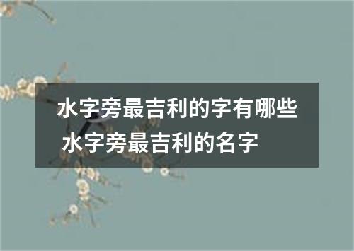 水字旁最吉利的字有哪些 水字旁最吉利的名字