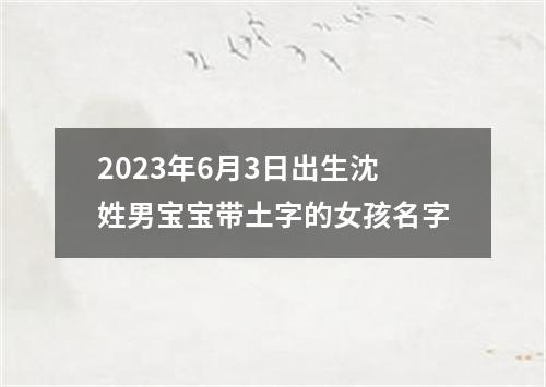 2023年6月3日出生沈姓男宝宝带土字的女孩名字