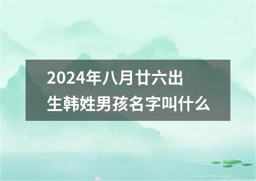 2024年八月廿六出生韩姓男孩名字叫什么