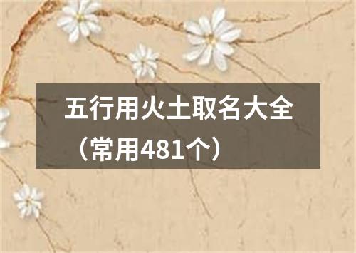 五行用火土取名大全（常用481个）