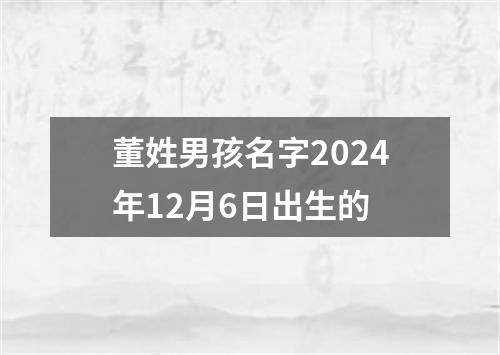 董姓男孩名字2024年12月6日出生的